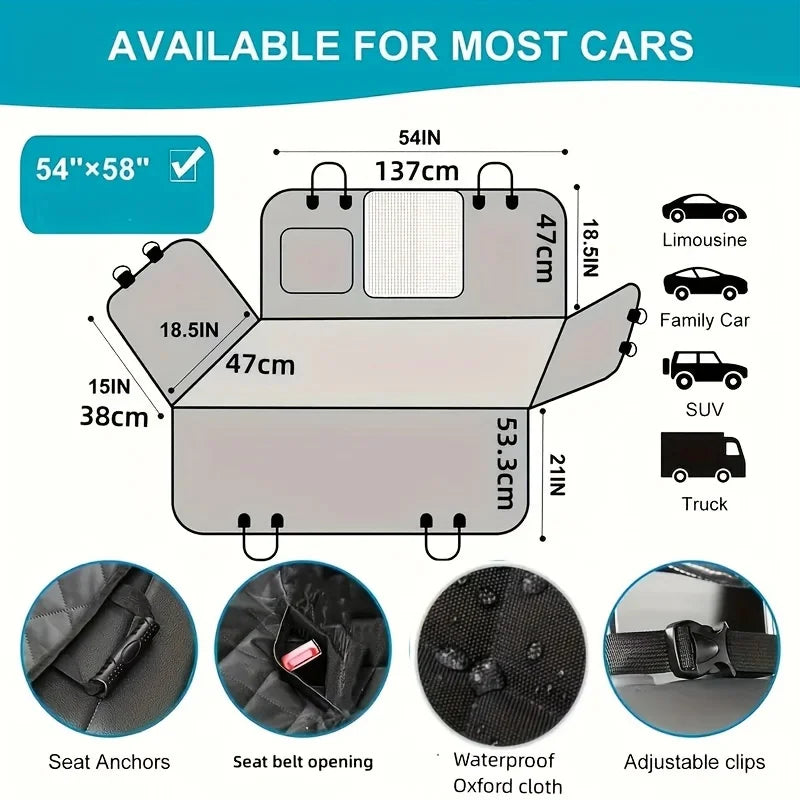 Transform Your Car with Our Waterproof & Scratch-Resistant Dog Hammock Seat Cover – Perfect for Medium Breeds!